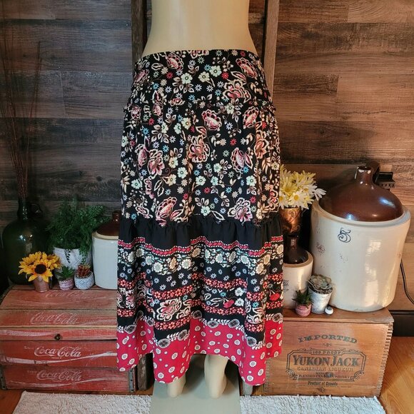 Vtg Requirements Skirt Size 14 Floral Ruffle Midi Maxi Boho Western 90's Y2K - Picture 4 of 12
